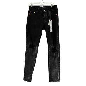 Purple Brand Jeans Men's 32x30 Style P001 Black Wash Metallic Silver‎ Blown Knee